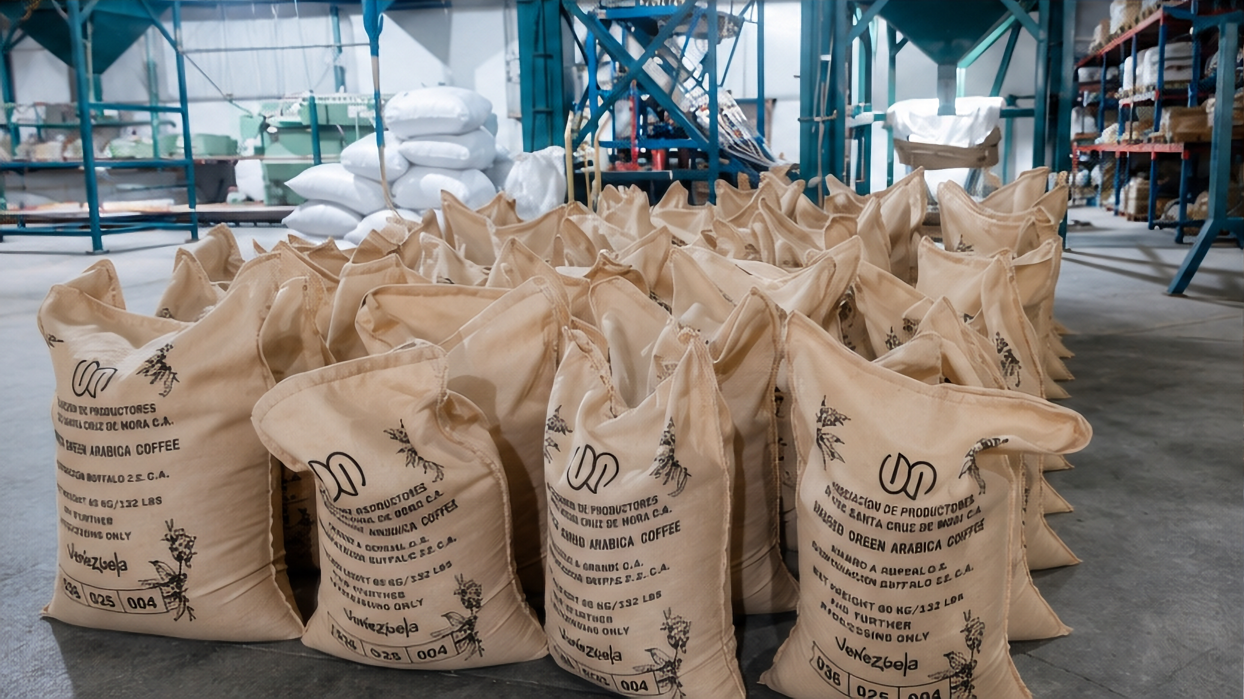Sacos de yute terminados listos para exportacion
